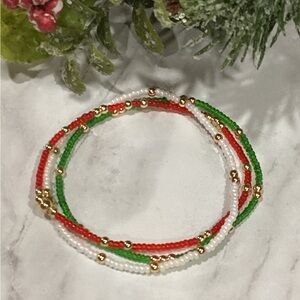 14kt Gold Plated Christmas Bracelet Stack set of 3
